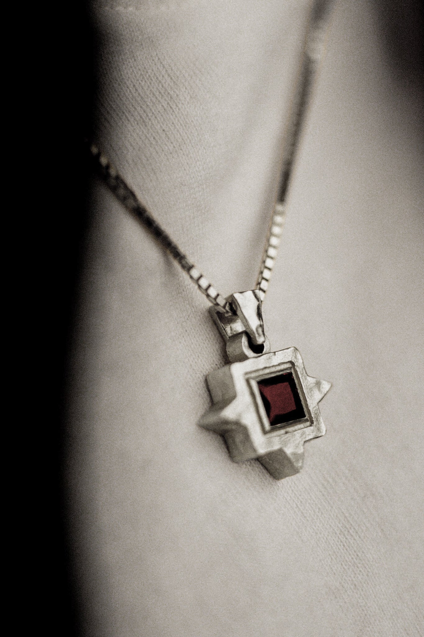 Graveshire Pendant / white gold + ruby